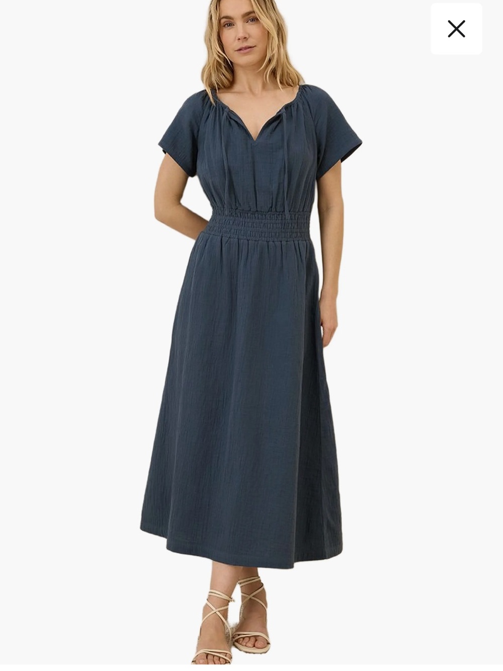 Pact Organic Cotton Coastal Double Gauze Boho Midi Dress S